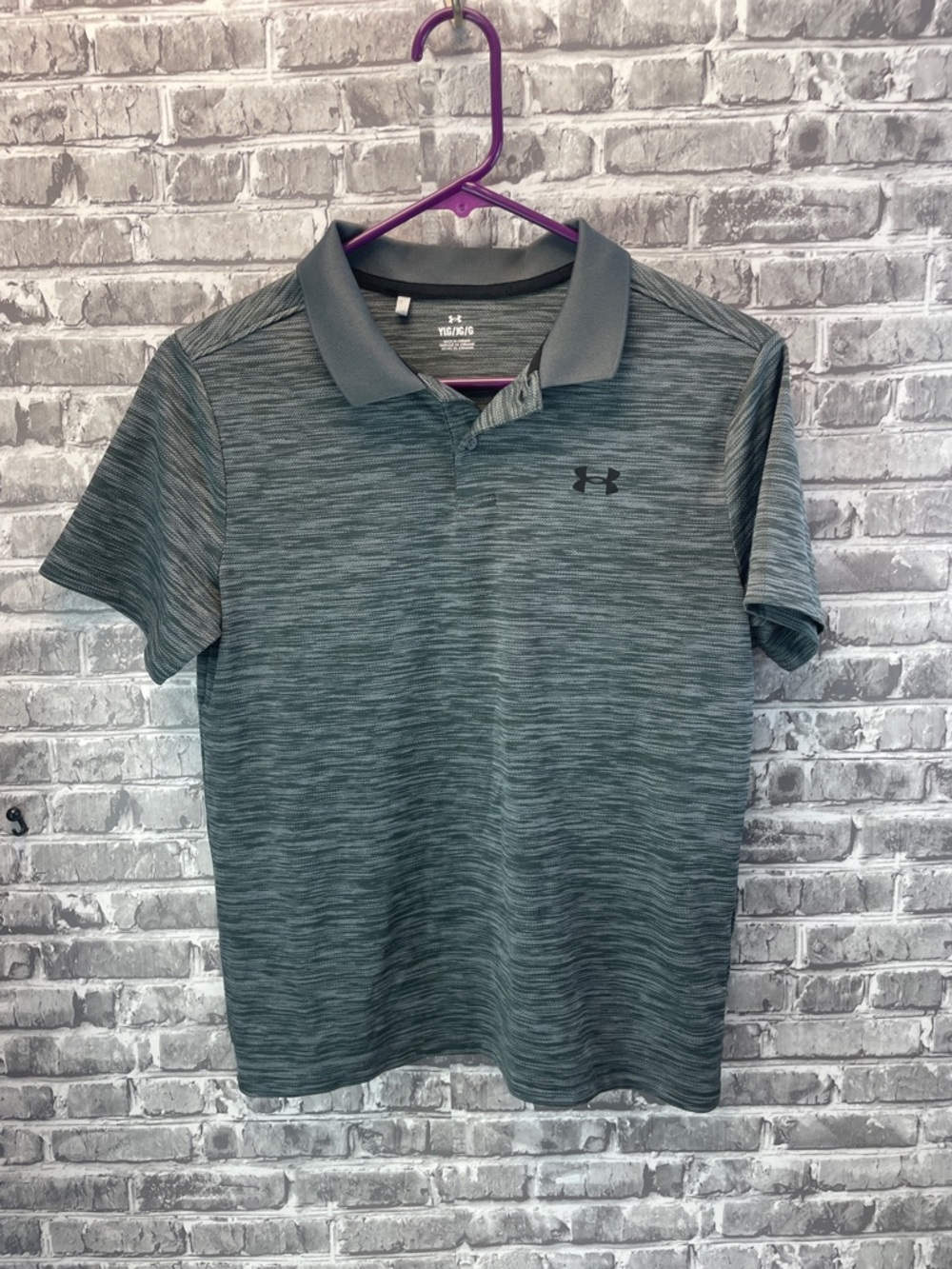 Under Armour boys Heathered Teal Polo